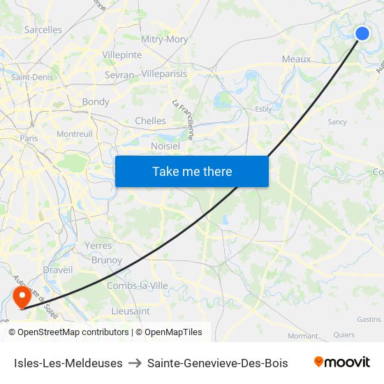 Isles-Les-Meldeuses to Sainte-Genevieve-Des-Bois map