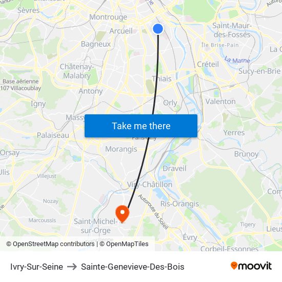 Ivry-Sur-Seine to Sainte-Genevieve-Des-Bois map