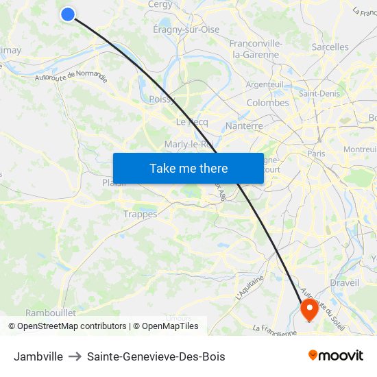 Jambville to Sainte-Genevieve-Des-Bois map