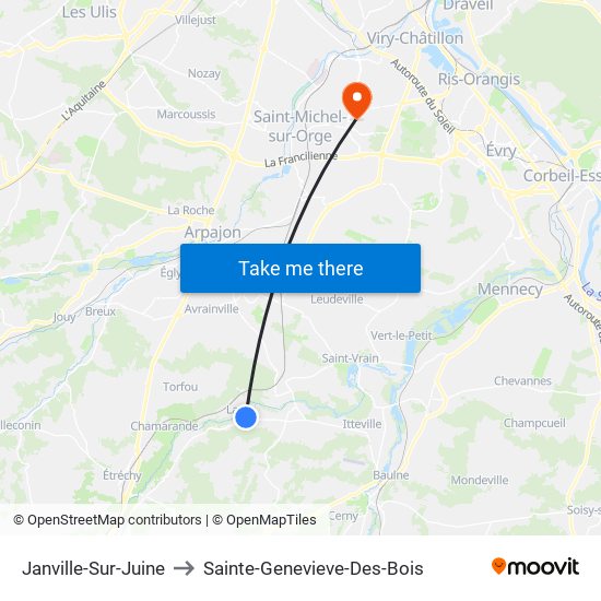 Janville-Sur-Juine to Sainte-Genevieve-Des-Bois map