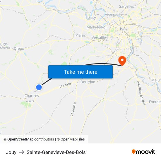 Jouy to Sainte-Genevieve-Des-Bois map