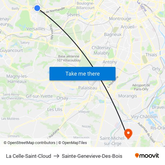 La Celle-Saint-Cloud to Sainte-Genevieve-Des-Bois map