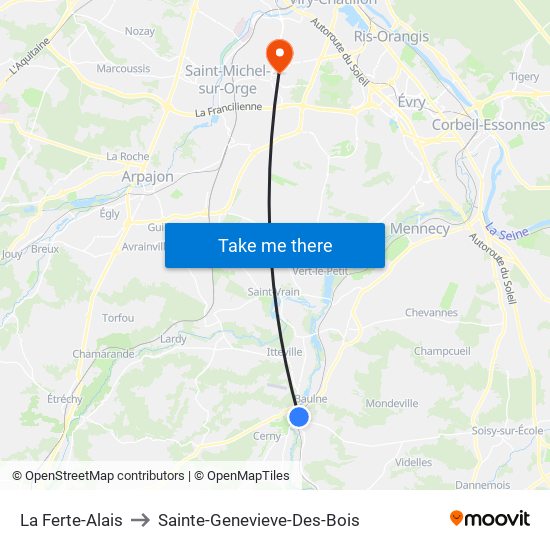 La Ferte-Alais to Sainte-Genevieve-Des-Bois map
