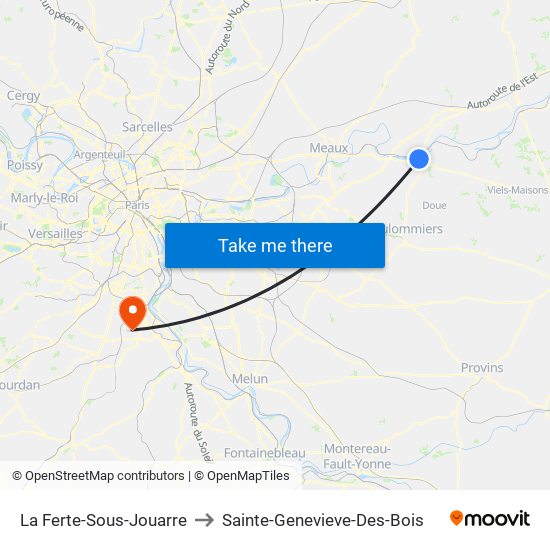 La Ferte-Sous-Jouarre to Sainte-Genevieve-Des-Bois map