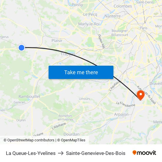 La Queue-Les-Yvelines to Sainte-Genevieve-Des-Bois map
