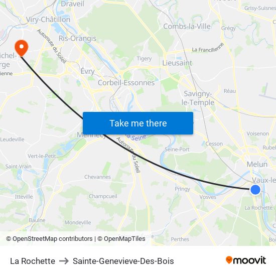 La Rochette to Sainte-Genevieve-Des-Bois map