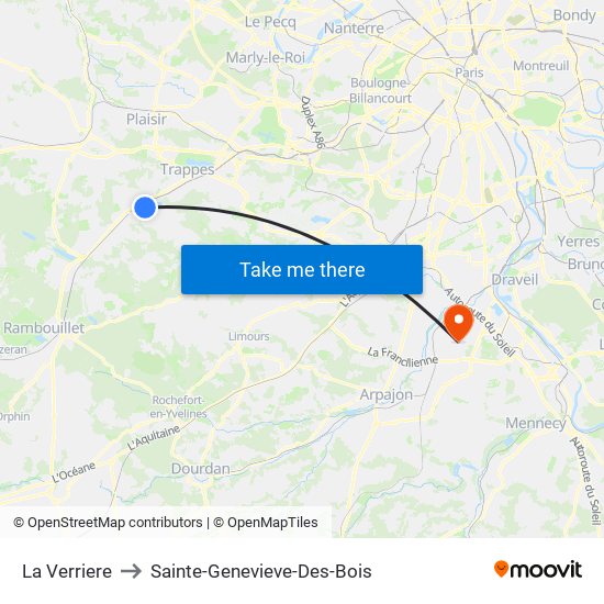 La Verriere to Sainte-Genevieve-Des-Bois map