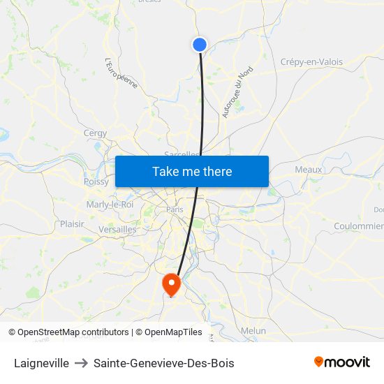 Laigneville to Sainte-Genevieve-Des-Bois map