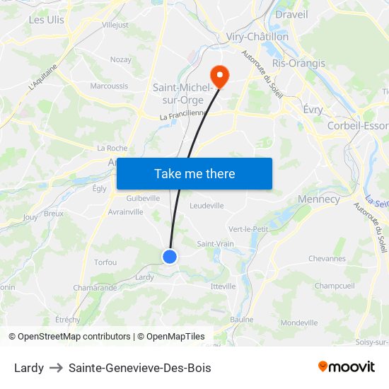 Lardy to Sainte-Genevieve-Des-Bois map