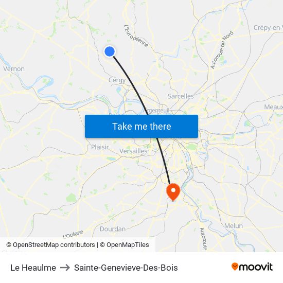 Le Heaulme to Sainte-Genevieve-Des-Bois map