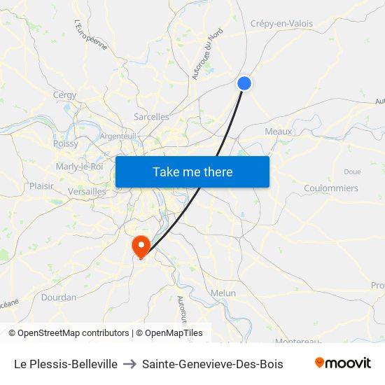Le Plessis-Belleville to Sainte-Genevieve-Des-Bois map