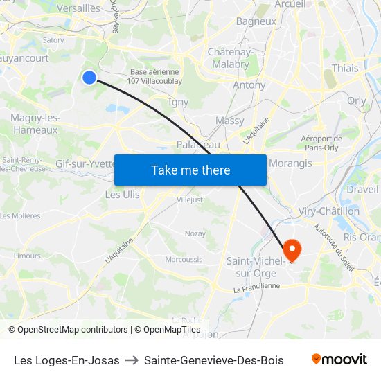 Les Loges-En-Josas to Sainte-Genevieve-Des-Bois map
