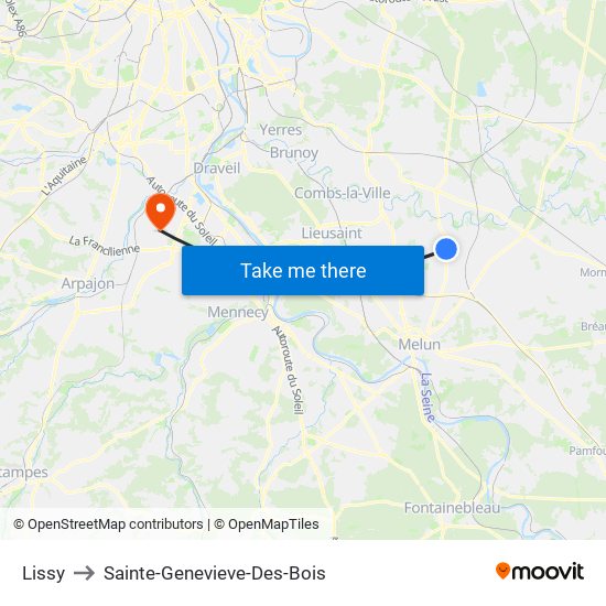 Lissy to Sainte-Genevieve-Des-Bois map