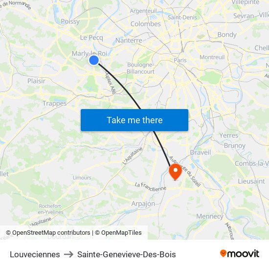Louveciennes to Sainte-Genevieve-Des-Bois map