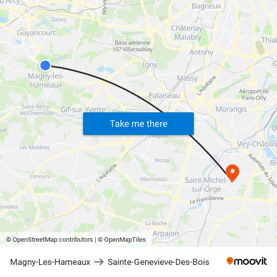Magny-Les-Hameaux to Sainte-Genevieve-Des-Bois map