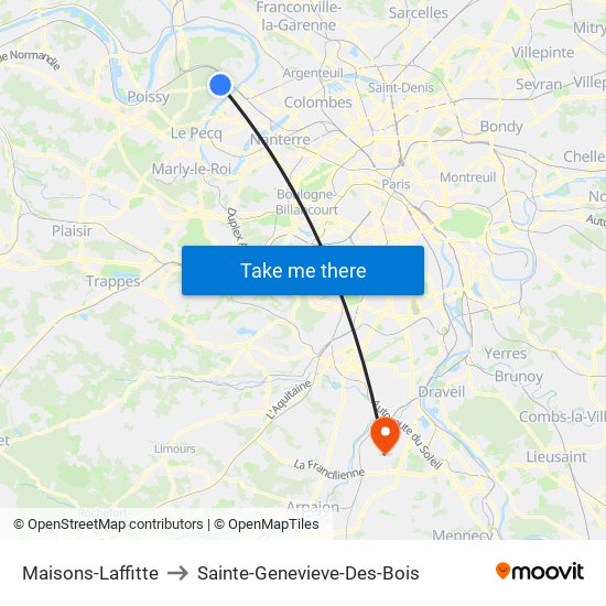 Maisons-Laffitte to Sainte-Genevieve-Des-Bois map