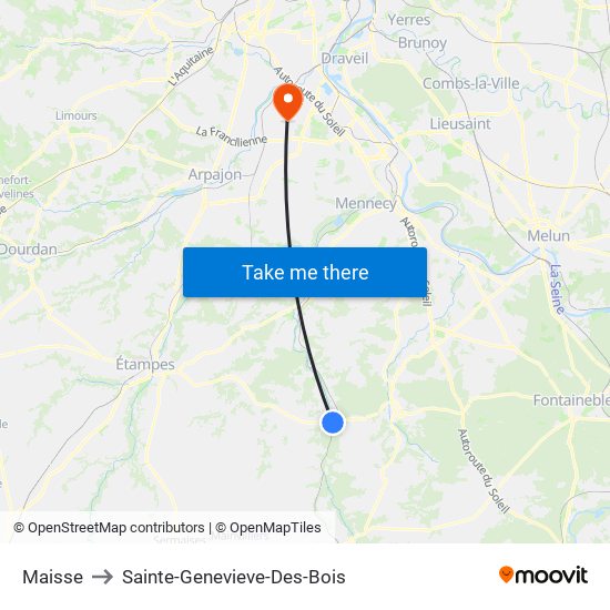 Maisse to Sainte-Genevieve-Des-Bois map