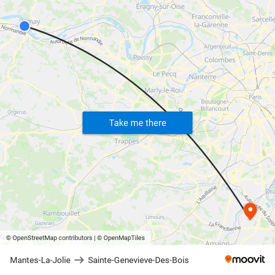 Mantes-La-Jolie to Sainte-Genevieve-Des-Bois map