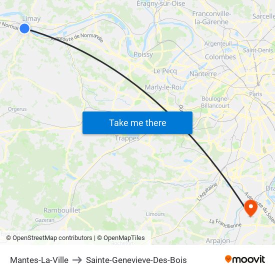 Mantes-La-Ville to Sainte-Genevieve-Des-Bois map