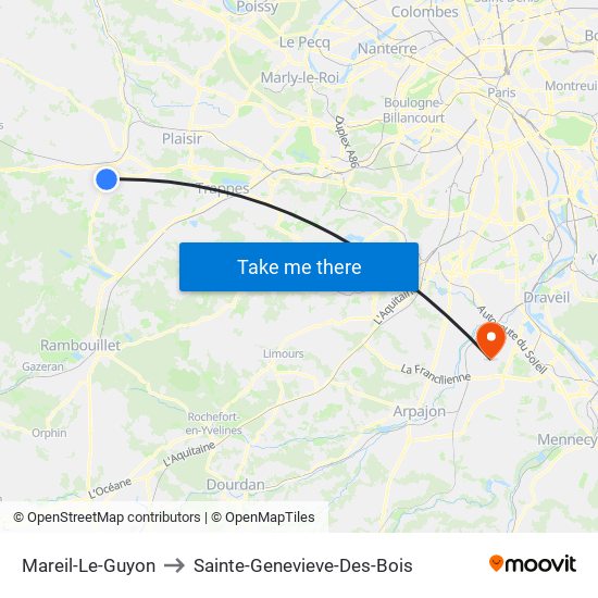 Mareil-Le-Guyon to Sainte-Genevieve-Des-Bois map