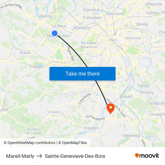 Mareil-Marly to Sainte-Genevieve-Des-Bois map