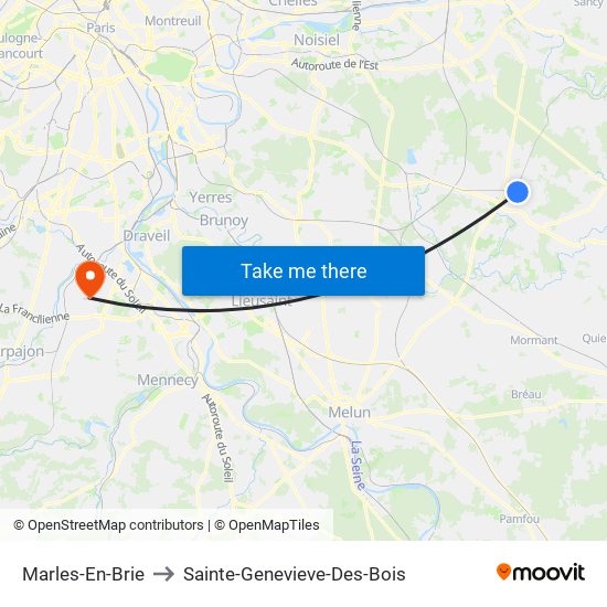 Marles-En-Brie to Sainte-Genevieve-Des-Bois map