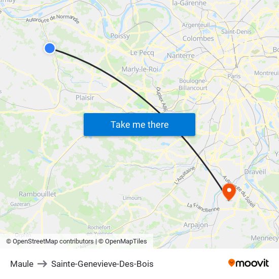 Maule to Sainte-Genevieve-Des-Bois map