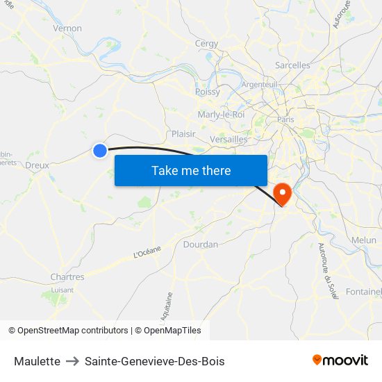 Maulette to Sainte-Genevieve-Des-Bois map