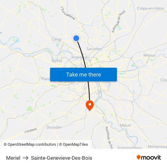 Meriel to Sainte-Genevieve-Des-Bois map
