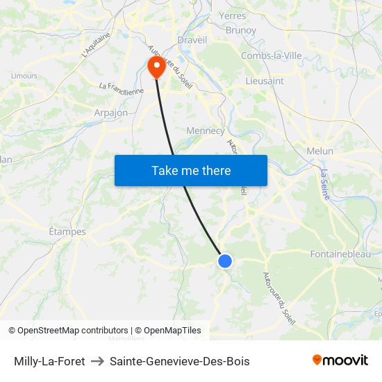 Milly-La-Foret to Sainte-Genevieve-Des-Bois map