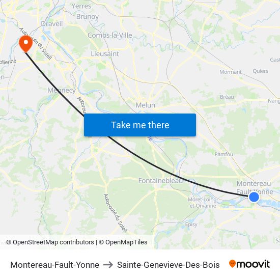 Montereau-Fault-Yonne to Sainte-Genevieve-Des-Bois map