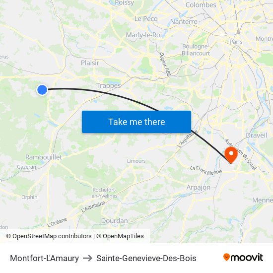 Montfort-L'Amaury to Sainte-Genevieve-Des-Bois map