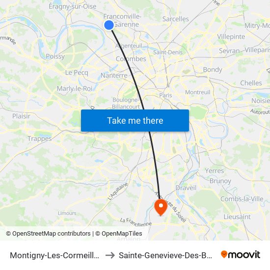 Montigny-Les-Cormeilles to Sainte-Genevieve-Des-Bois map