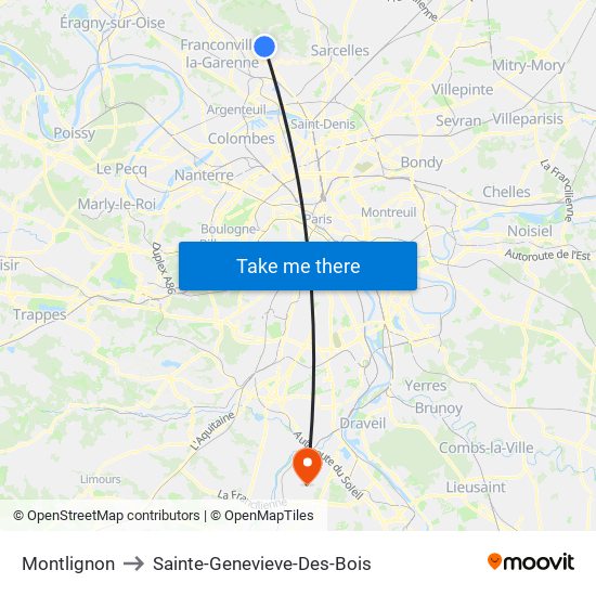 Montlignon to Sainte-Genevieve-Des-Bois map