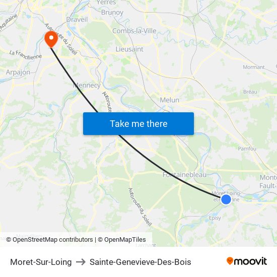 Moret-Sur-Loing to Sainte-Genevieve-Des-Bois map