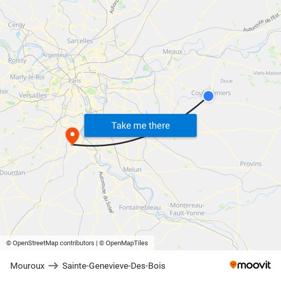 Mouroux to Sainte-Genevieve-Des-Bois map