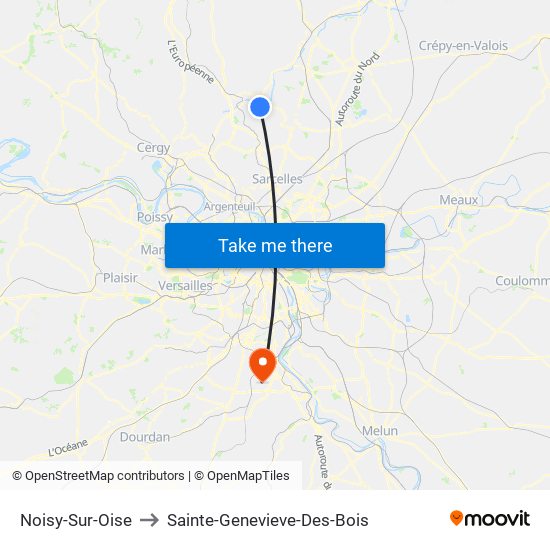 Noisy-Sur-Oise to Sainte-Genevieve-Des-Bois map