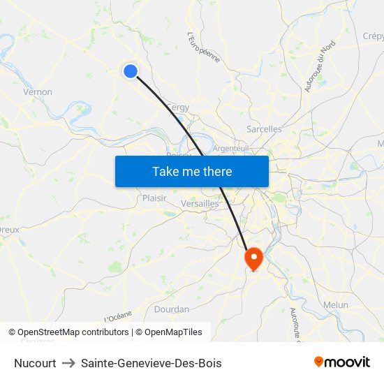 Nucourt to Sainte-Genevieve-Des-Bois map