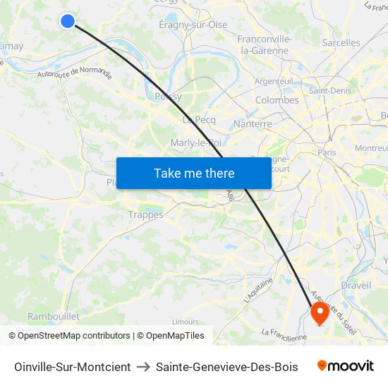 Oinville-Sur-Montcient to Sainte-Genevieve-Des-Bois map