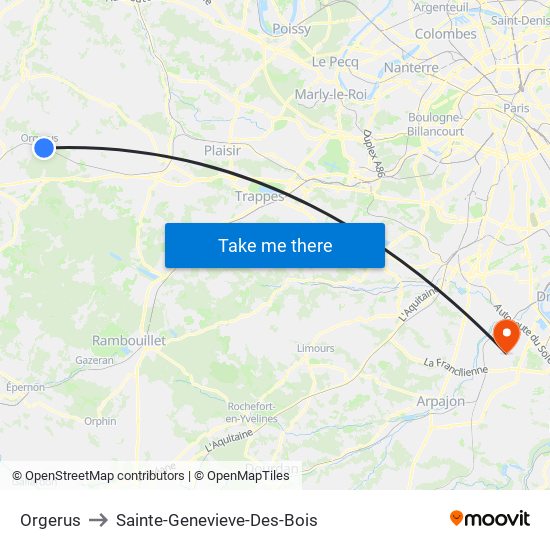 Orgerus to Sainte-Genevieve-Des-Bois map
