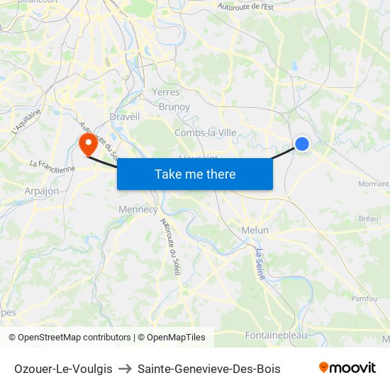 Ozouer-Le-Voulgis to Sainte-Genevieve-Des-Bois map