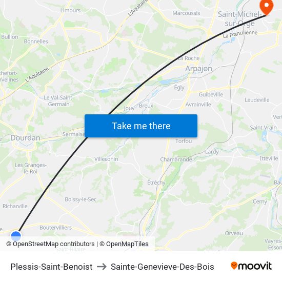 Plessis-Saint-Benoist to Sainte-Genevieve-Des-Bois map