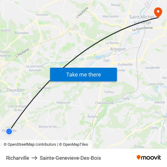 Richarville to Sainte-Genevieve-Des-Bois map
