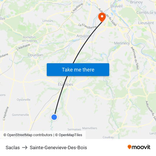 Saclas to Sainte-Genevieve-Des-Bois map