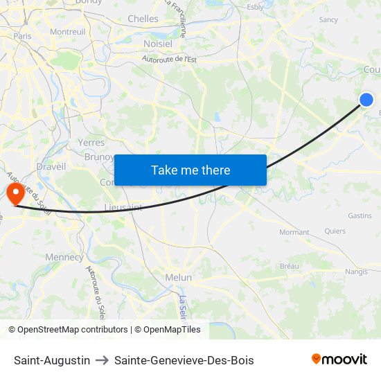 Saint-Augustin to Sainte-Genevieve-Des-Bois map