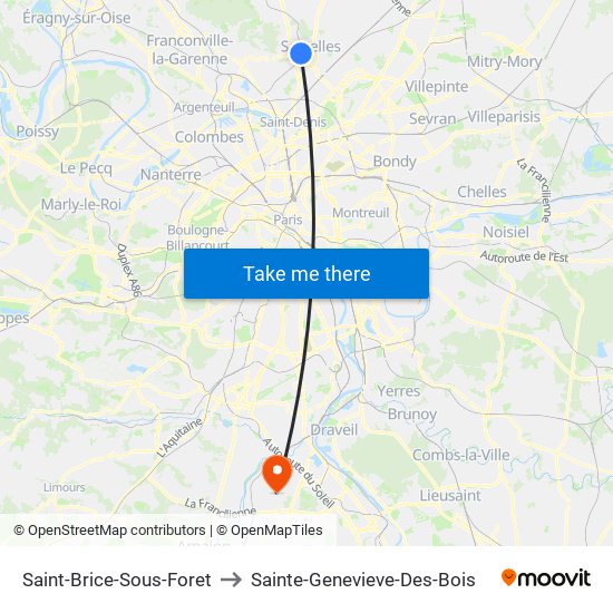 Saint-Brice-Sous-Foret to Sainte-Genevieve-Des-Bois map