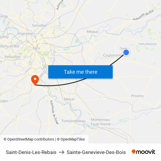 Saint-Denis-Les-Rebais to Sainte-Genevieve-Des-Bois map