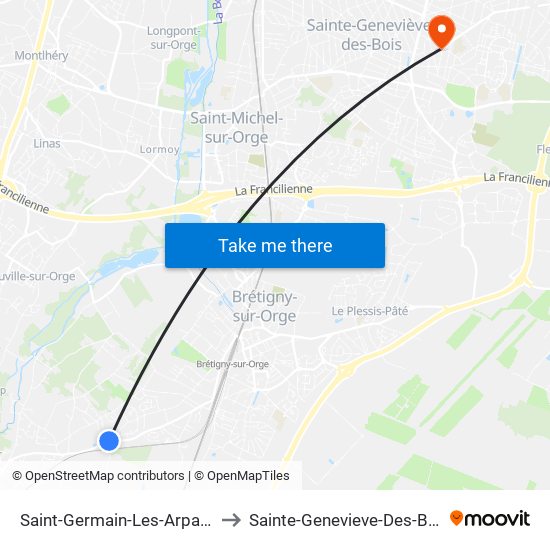 Saint-Germain-Les-Arpajon to Sainte-Genevieve-Des-Bois map