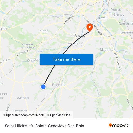 Saint-Hilaire to Sainte-Genevieve-Des-Bois map