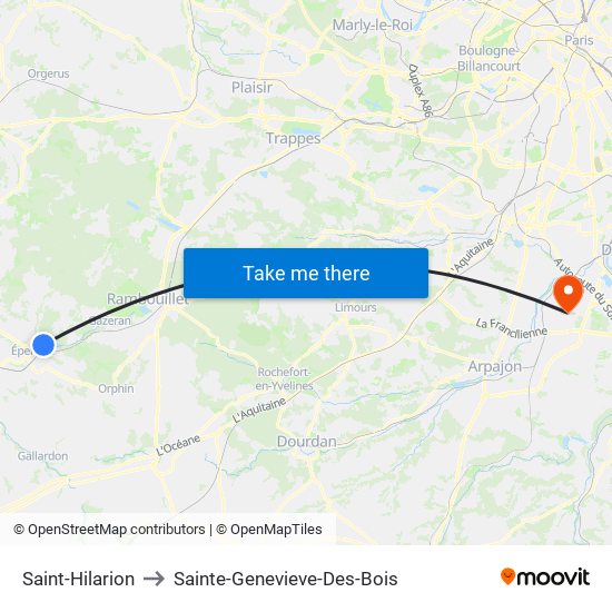 Saint-Hilarion to Sainte-Genevieve-Des-Bois map